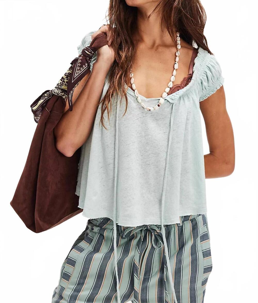 NEW FREE PEOPLE women's dahlia tee in green